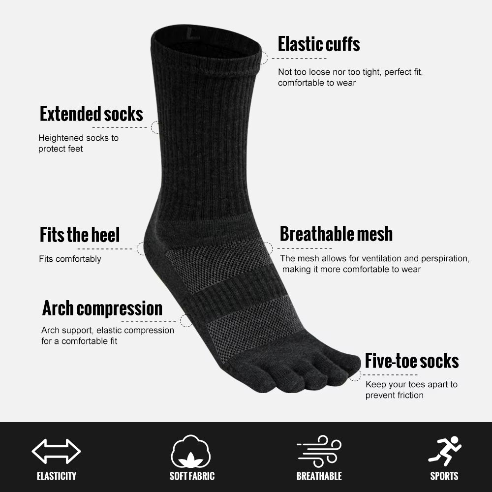 Strivon Five-Toe Socks – Breathable, Anti-Blister & Odor-Free