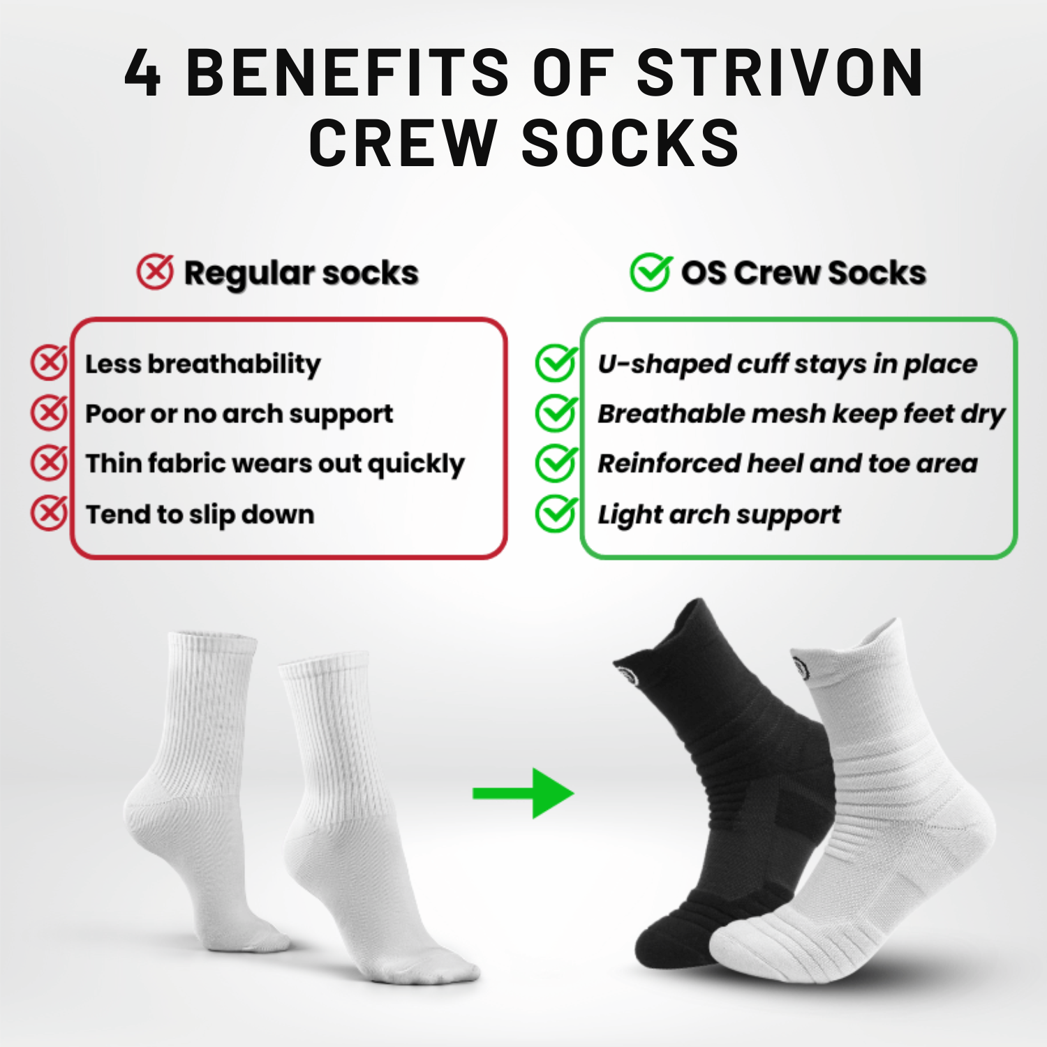 Strivon Crew Socks – Breathable Comfort
